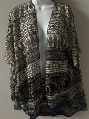 LIVE 4 TRUTH: Beautiful soft  flowy open cardigan, large, black/white
